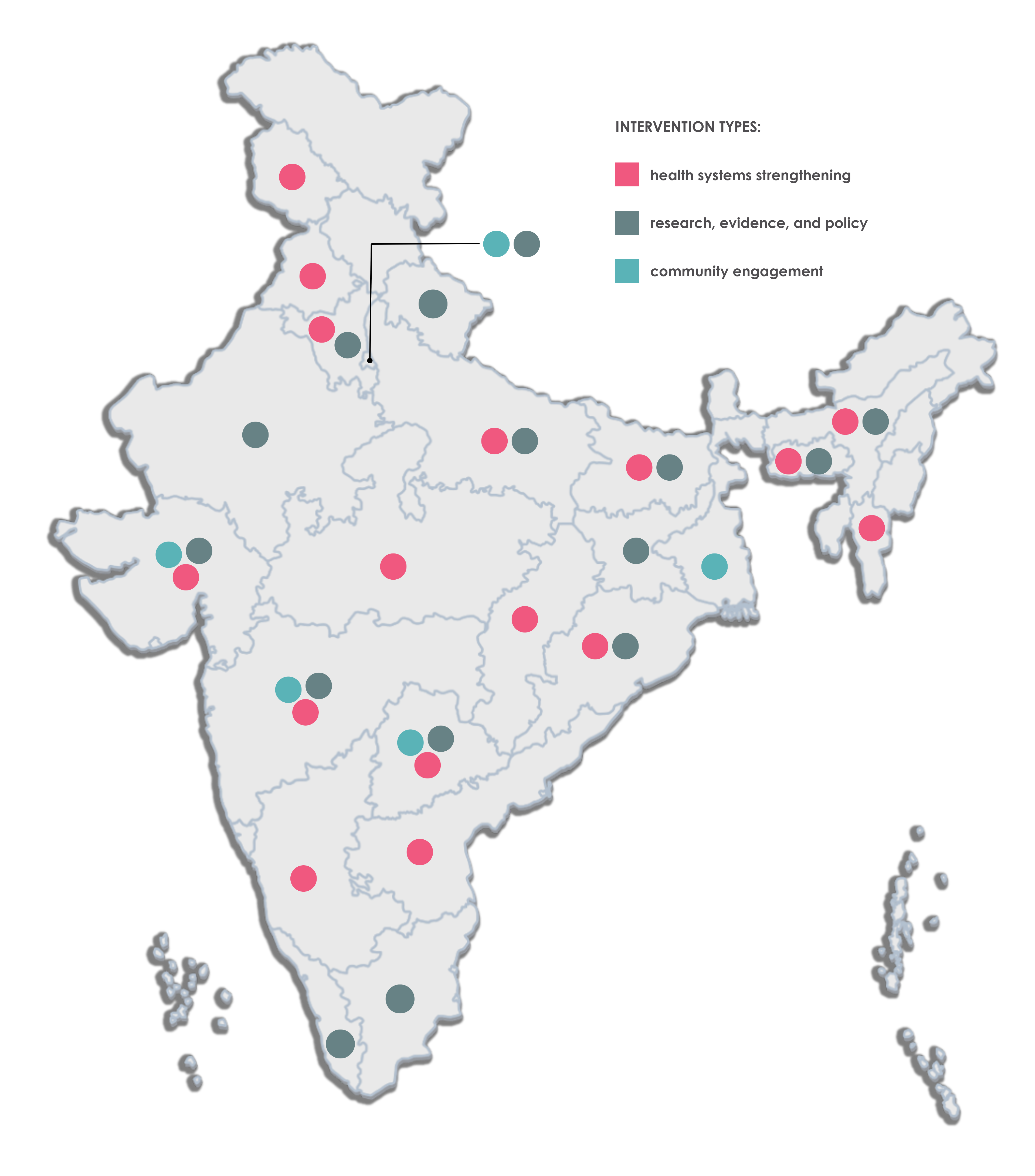 Map of India showing where TIFA-funded interventions are taking place.